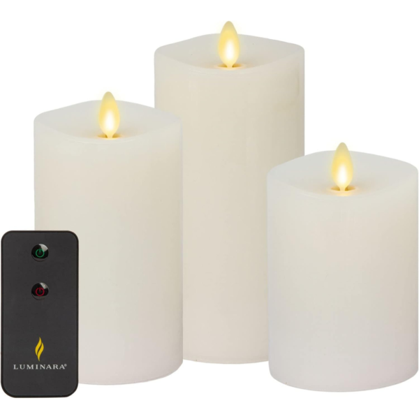 Luminara Moving Flame Pillar Candles, Set of 3