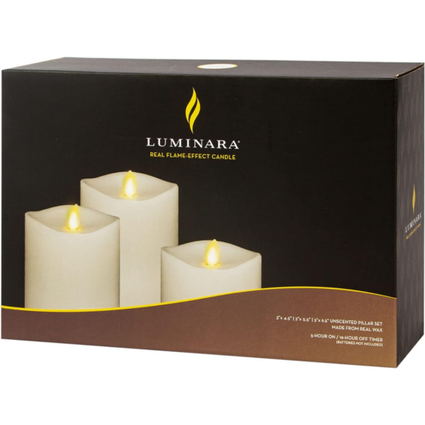 Luminara Moving Flame Pillar Candles, Set of 3 - Image 2