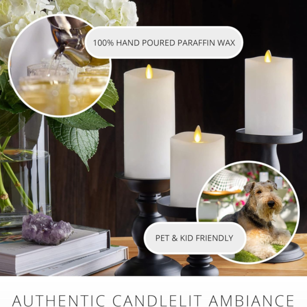 Luminara Moving Flame Pillar Candles, Set of 3 - Image 5