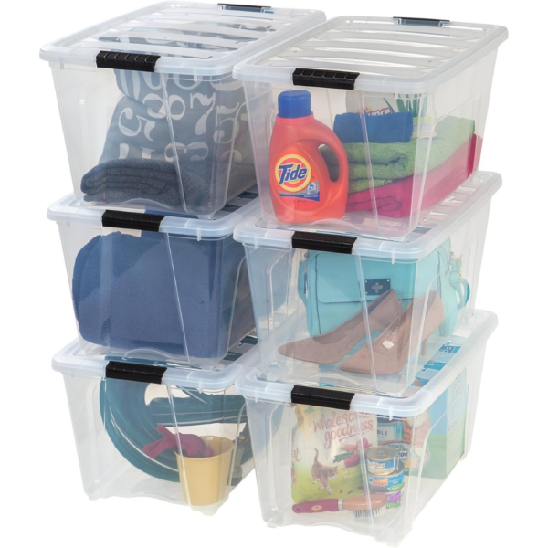 IRIS USA 54 Qt Stackable Plastic Storage Bins with Lids