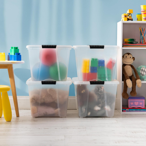 IRIS USA 54 Qt Stackable Plastic Storage Bins with Lids - Image 2