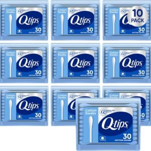 Q-tips Cotton Swabs 30 Count 10-Pack – Travel-Size with Soft Tips, Makeup Tools, Beauty, Personal Care & Household Essentials